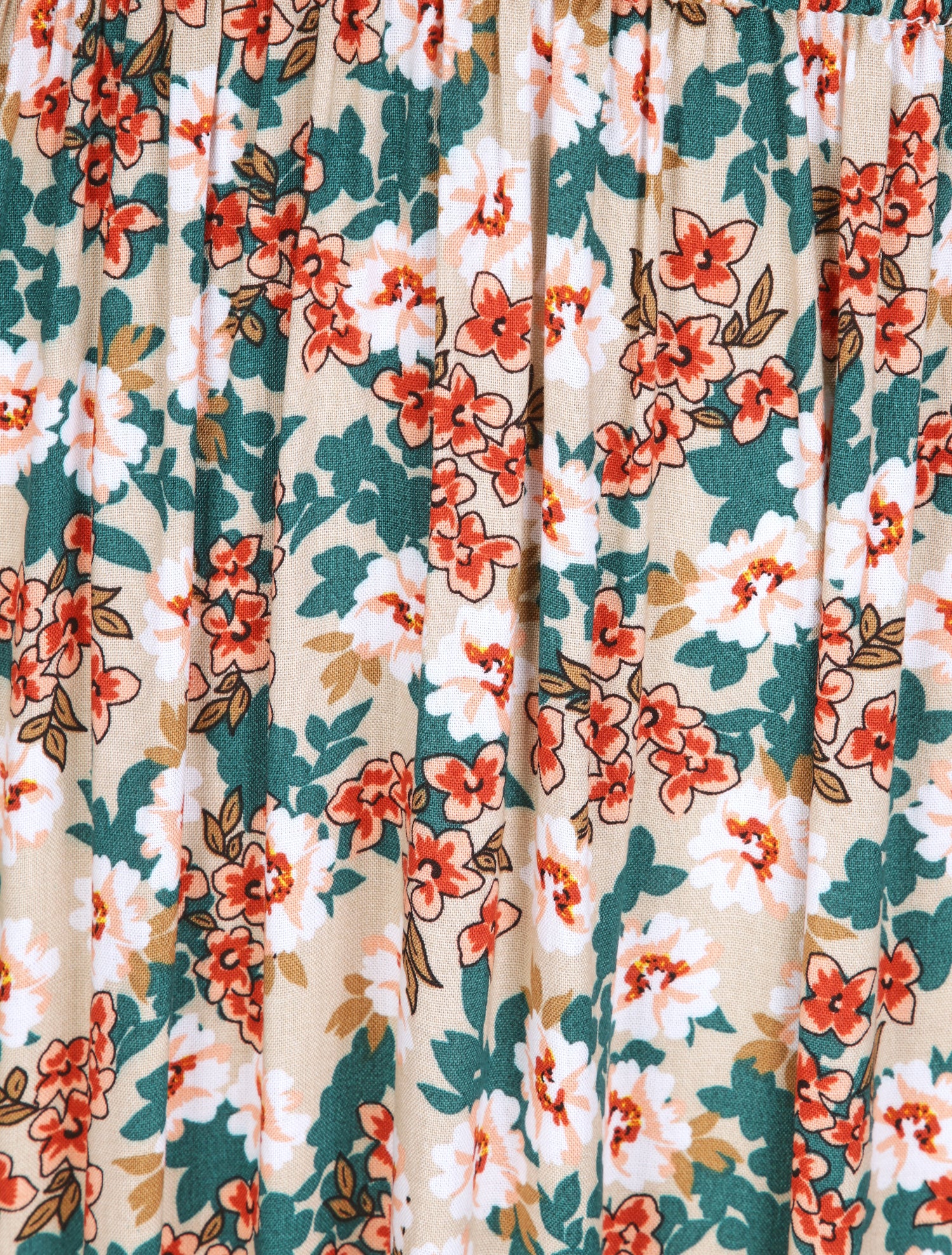 Robe longue à imprimé fleurs printanières - Beige - 3
