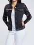 Veste bi-matière ornée de sequins et de broderies - Noir - 5