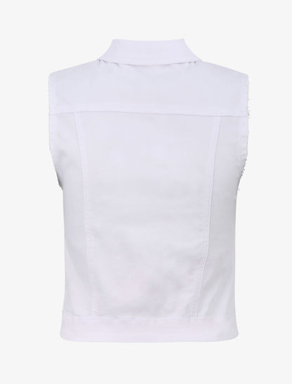 Veste en jean sans manches - Blanc - 2