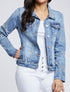 Veste en jean à imprimé fleurs - Bleu denim - 1