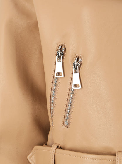 Perfecto en simili à poches zippées - Camel - 4