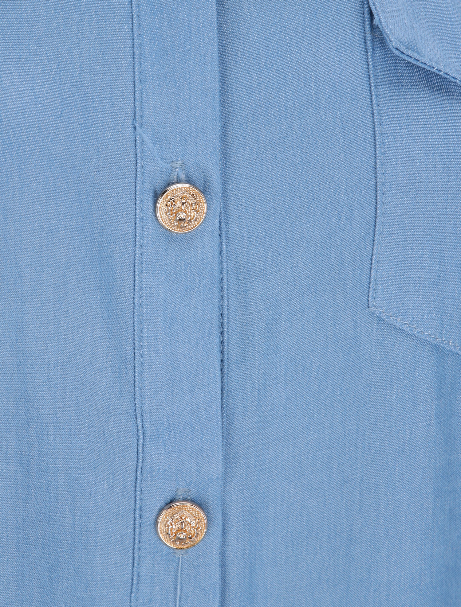 Chemise droite unie à poches à rabat - Bleu - 3
