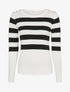Pull à rayures et épaules boutonnées - Blanc - 1