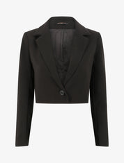 Veste courte unie - Noir - 1