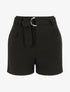 Short fluide uni et ceinturé - Noir - 1