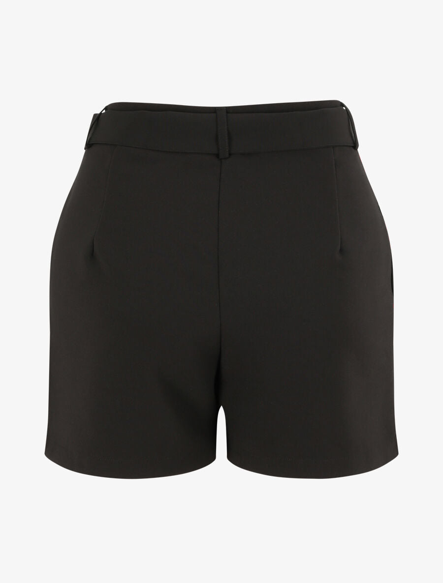Short fluide uni et ceinturé - Noir - 2