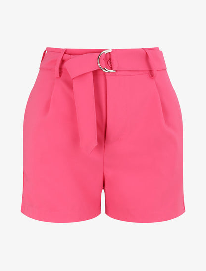 Short fluide uni et ceinturé - Fushia - 4