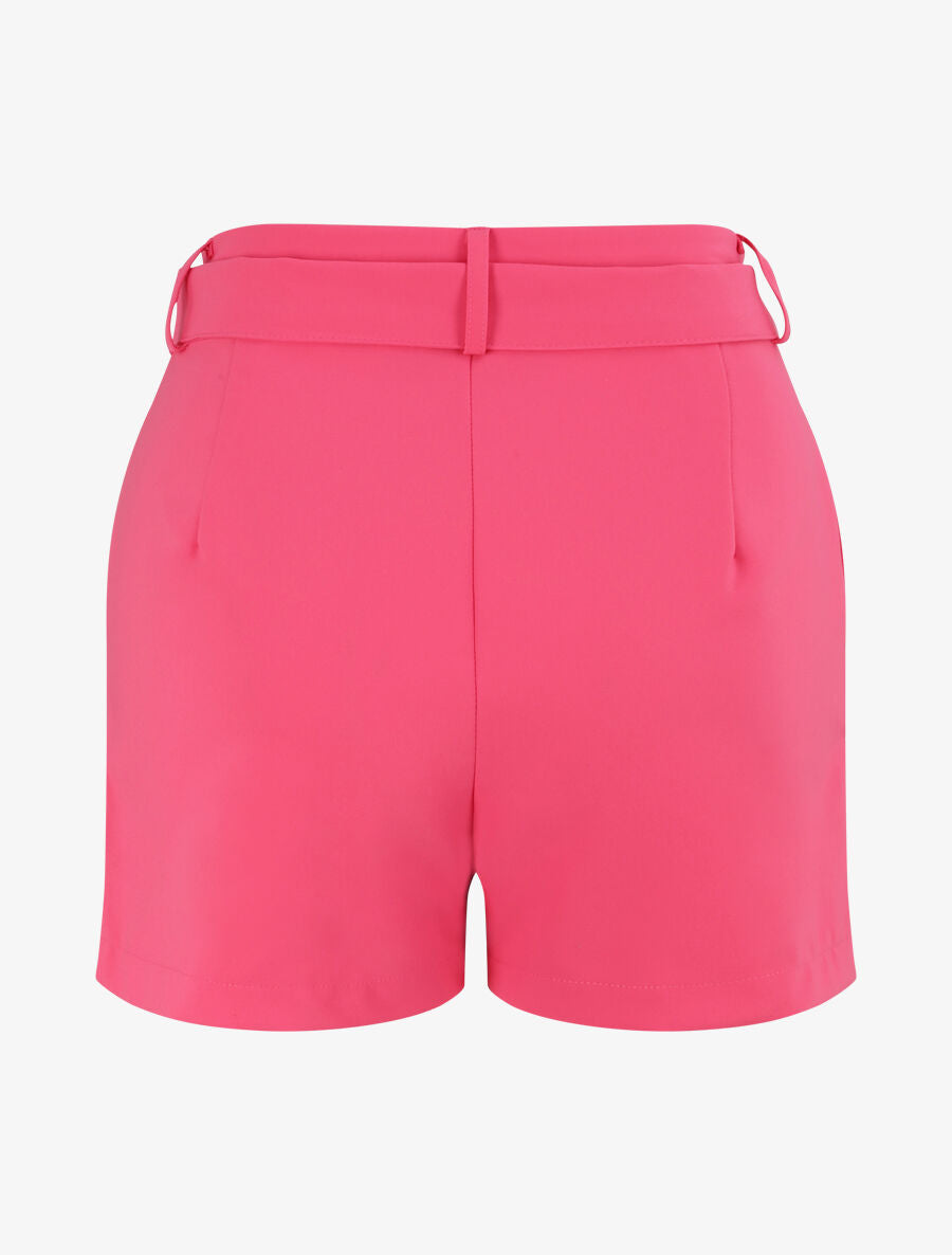Short fluide uni et ceinturé - Fushia - 2