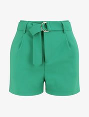 Short fluide uni et ceinturé - Vert - 4