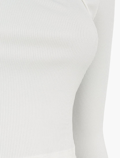 Crop top ajouré unie - Blanc - 3