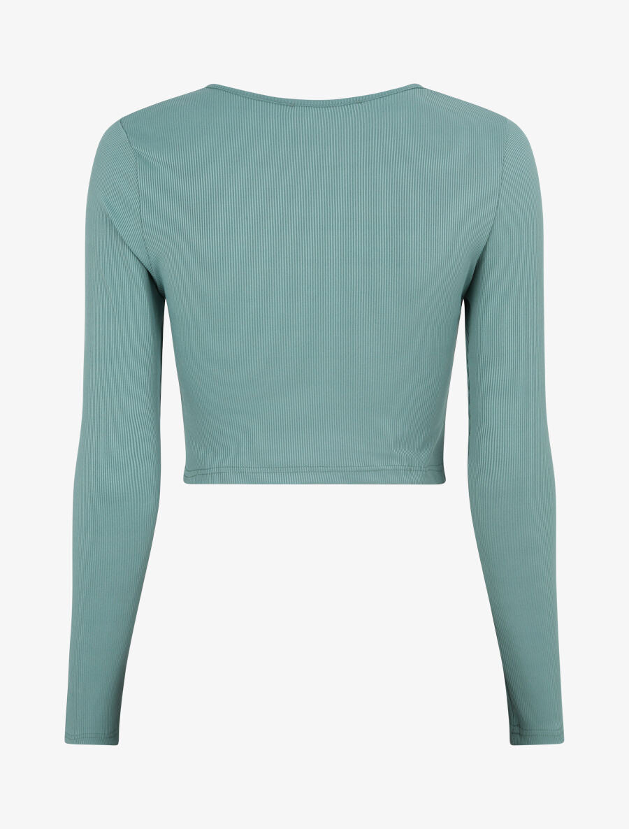 Crop top ajouré unie - Menthe - 2