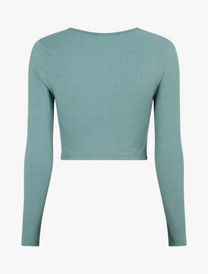 Crop top ajouré unie - Menthe - 2