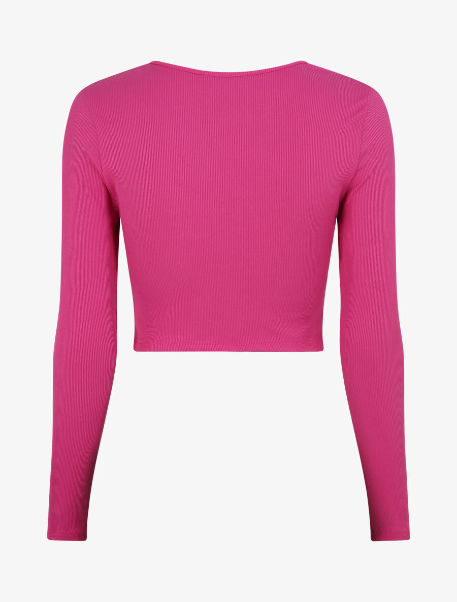 Crop top ajouré unie - Fushia - 2