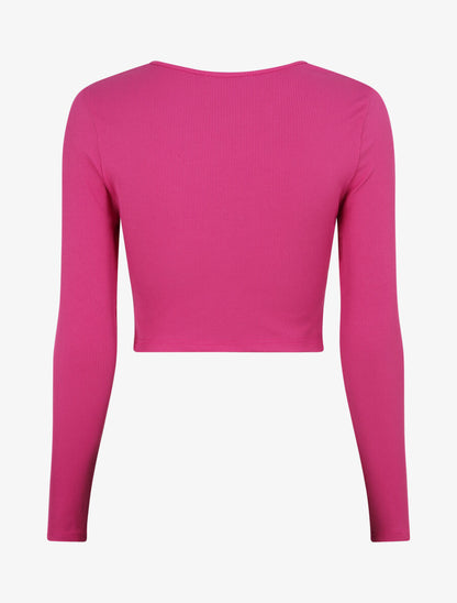 Crop top ajouré unie - Fushia - 2