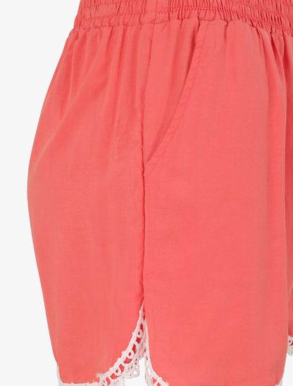 Short de plage léger à détail crochet - Corail - 3