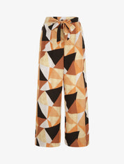 Pantalon ample à imprimé géométrique - Marron - 1