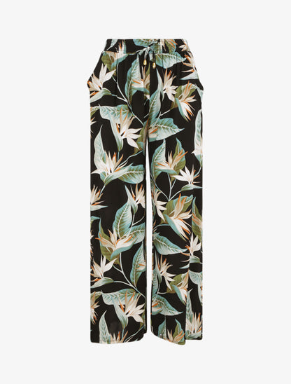 Pantalon ample imprimé végétal - Noir - 5