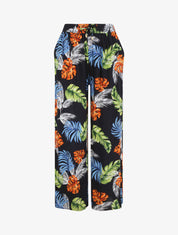 Pantalon ample imprimé palmier - Marine - 1