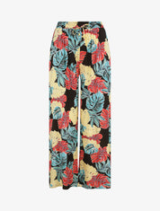 Pantalon ample imprimé plantes tropicales - Noir - 1