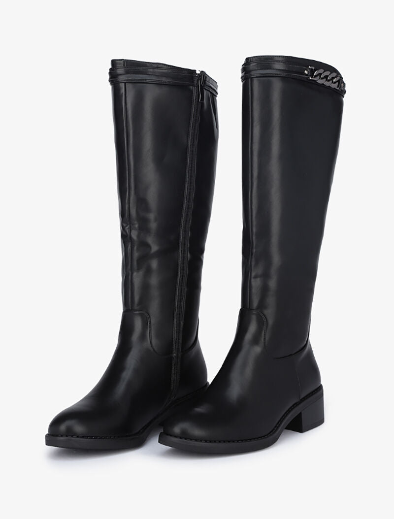 Bottes à sangles style chaîne - Noir - 4
