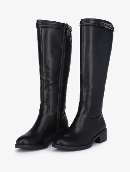 Bottes à sangles style chaîne - Noir - 4