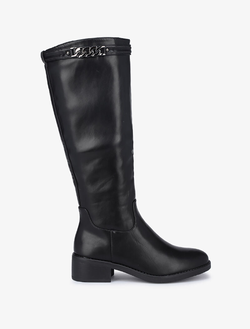 Bottes à sangles style chaîne - Noir - 1