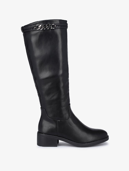 Bottes à sangles style chaîne - Noir - 1