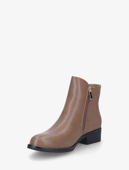 Bottines bi-matière et strass - Taupe - 3
