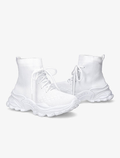 Baskets chaussettes montantes en mesh - Blanc - 4