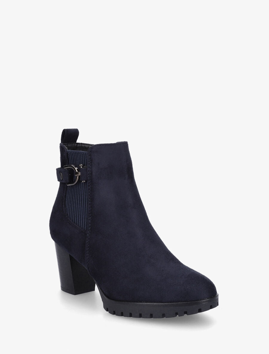 Bottines en suédine à talon - Marine - 2