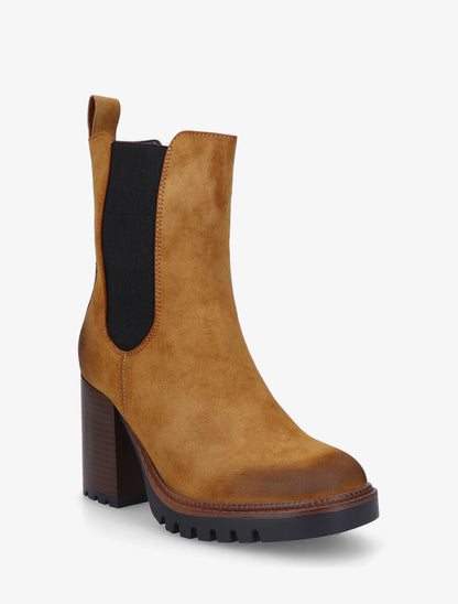 Bottines montantes en suédine - Camel - 2