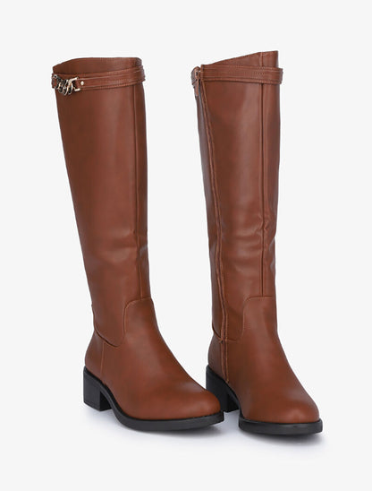 Bottes à sangles style chaîne - Camel - 4