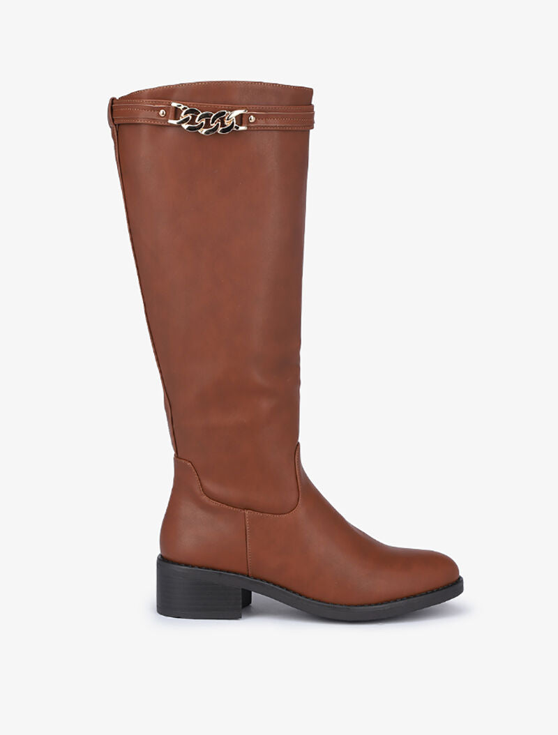 Bottes à sangles style chaîne - Camel - 5