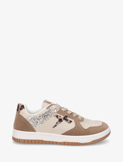 Sneakers en suédine à contrefort contrastant léopard - Taupe - 5