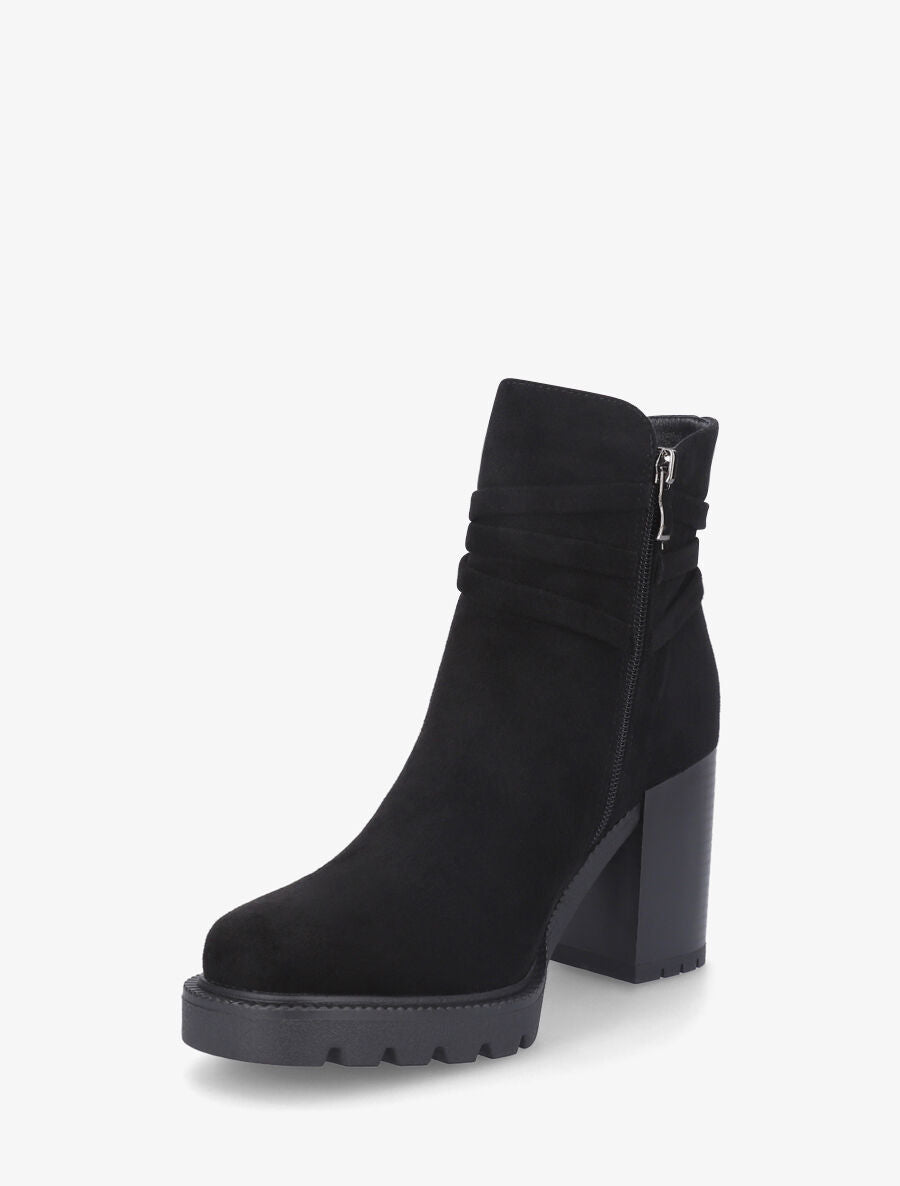 Bottines en suédine à talon - Noir - 3