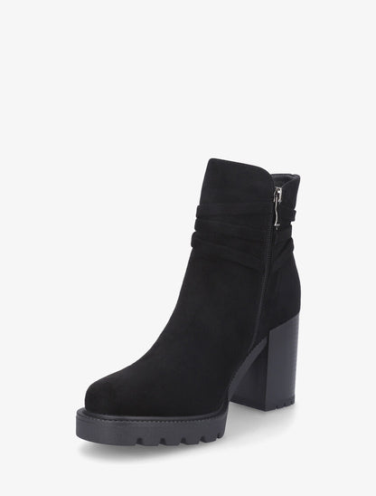 Bottines en suédine à talon - Noir - 3