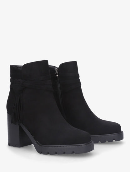 Bottines en suédine à talon - Noir - 4