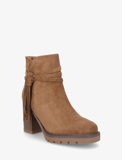 Bottines en suédine à talon - Camel - 2
