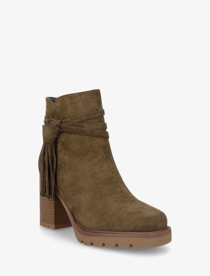 Bottines en suédine à talon - Kaki - 2