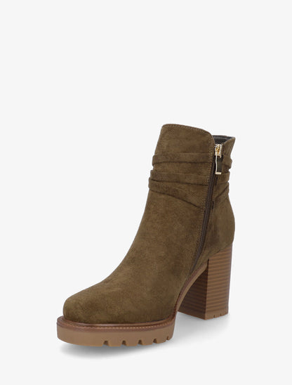 Bottines en suédine à talon - Kaki - 3