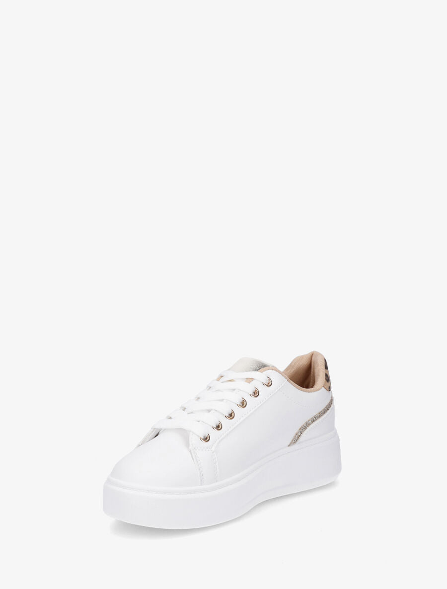 Sneakers en simili à zip décoratif - Or - 3