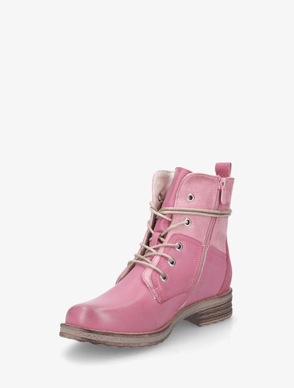 Bottines bi-matière à contrefort python - Fushia - 3