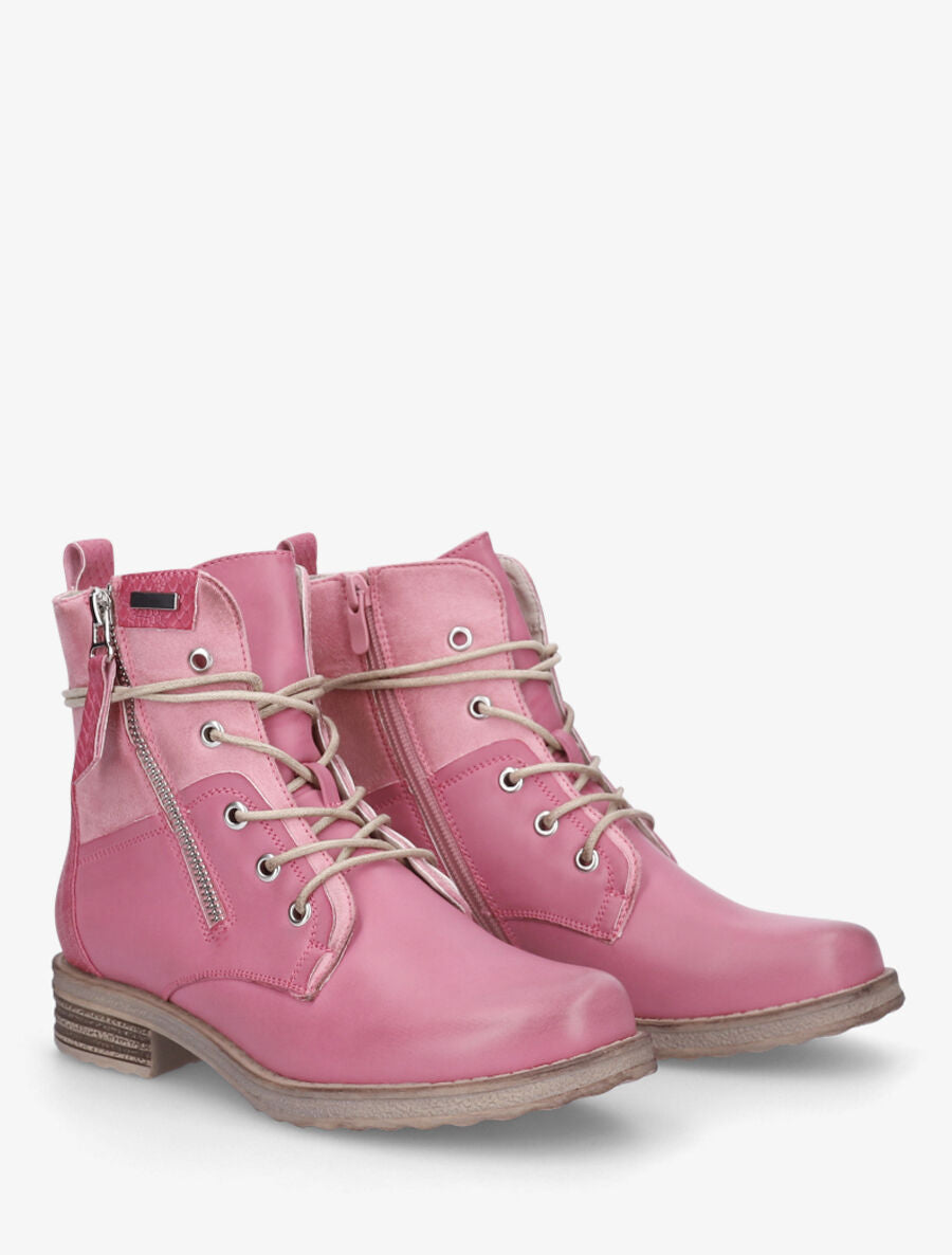 Bottines bi-matière à contrefort python - Fushia - 4