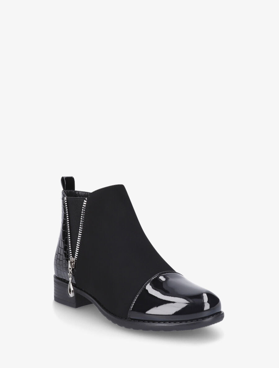 Bottines vernies et effet croco - Noir - 2