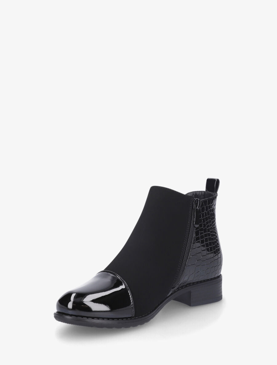 Bottines vernies et effet croco - Noir - 3