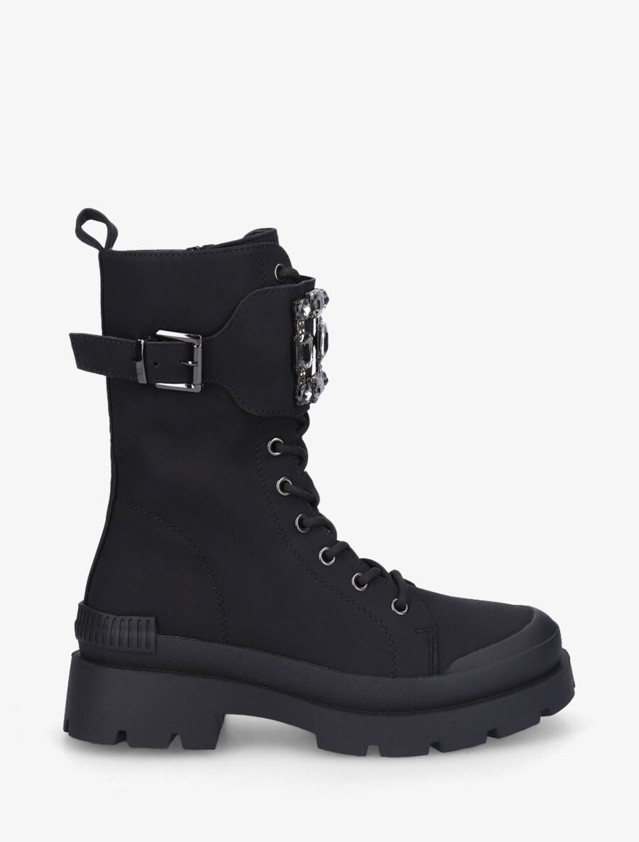 Bottines montantes et bijou en strass - Noir - 1