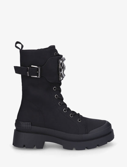 Bottines montantes et bijou en strass - Noir - 1