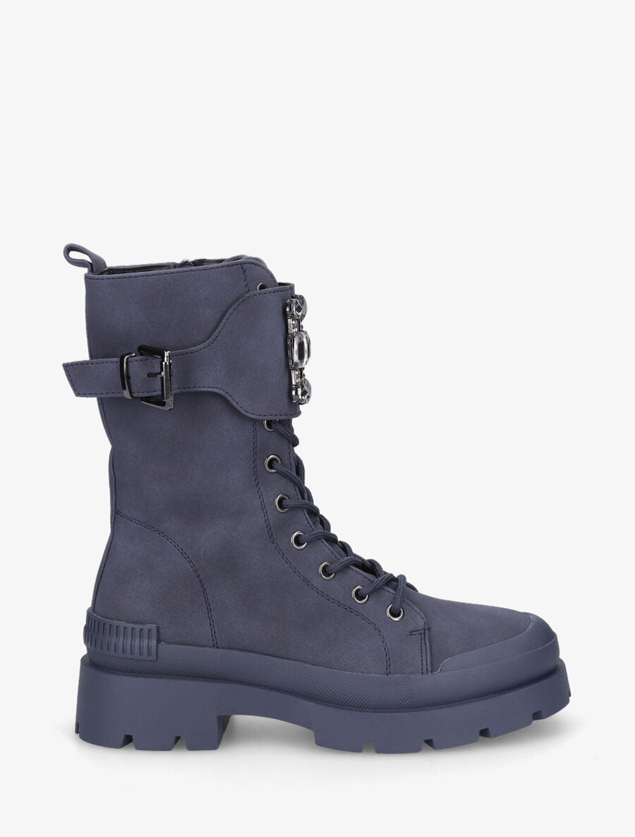 Bottines montantes et bijou en strass - Bleu - 1