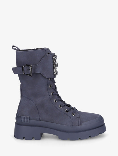 Bottines montantes et bijou en strass - Bleu - 1