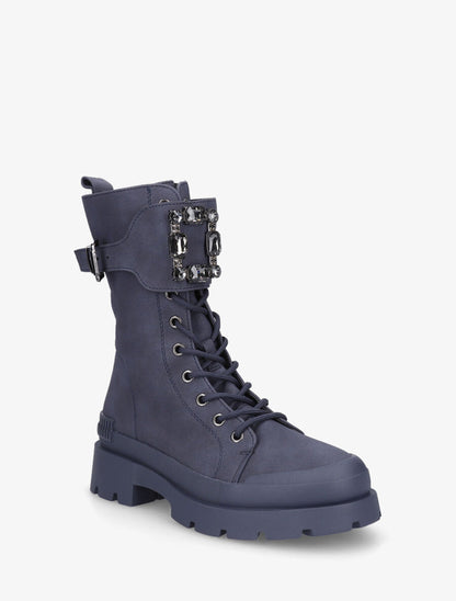 Bottines montantes et bijou en strass - Bleu - 2